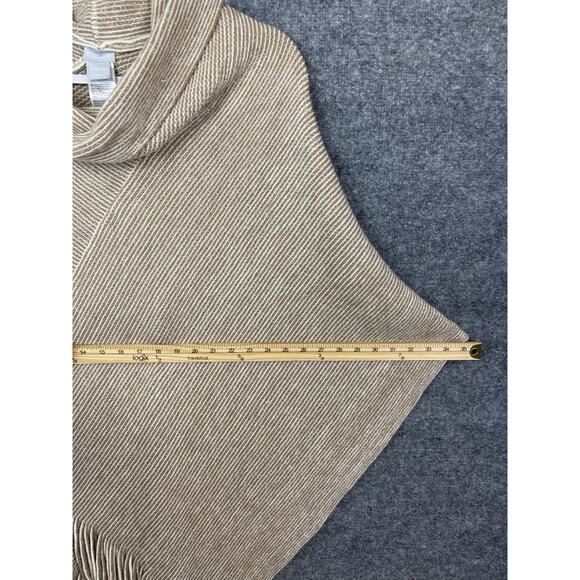 Chico's Cozy Cowlneck Poncho Sweater Women's One Size Fringe Western Boho Knit - Picture 9 of 13